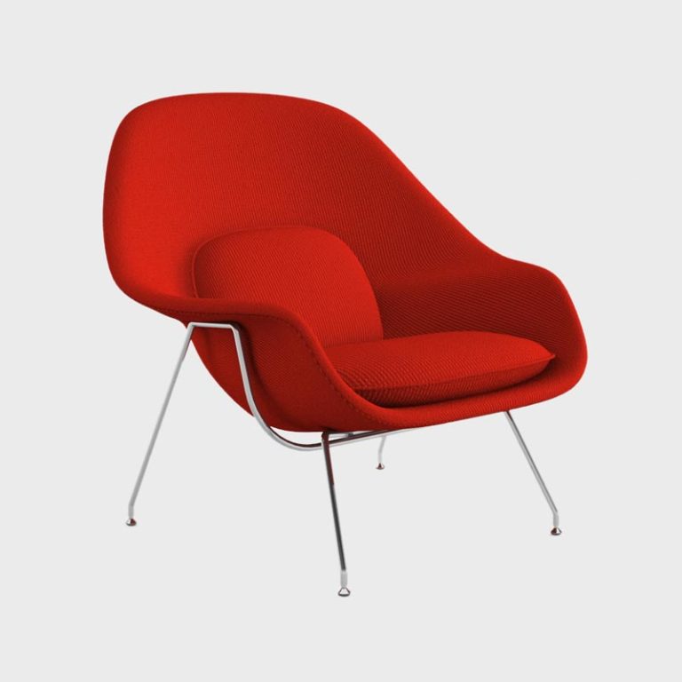 Poltrona Knoll Womb di Eero Saarinen in tessuto Kvadrat rosso